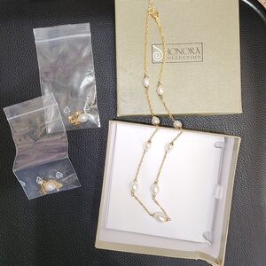 Honora Gold Necklace with White Pearls